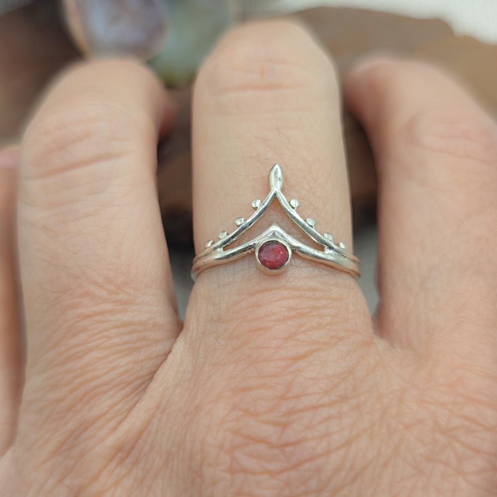 Anello etnico in argento 925 con pietra - JAGGAIAHPET