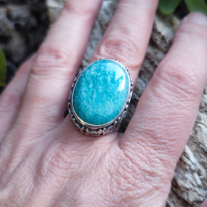 Anello etnico con pietra in argento 925 - ANKIL