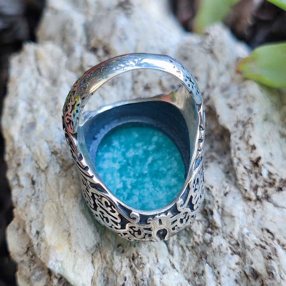 Anello etnico con pietra in argento 925 - ANKIL