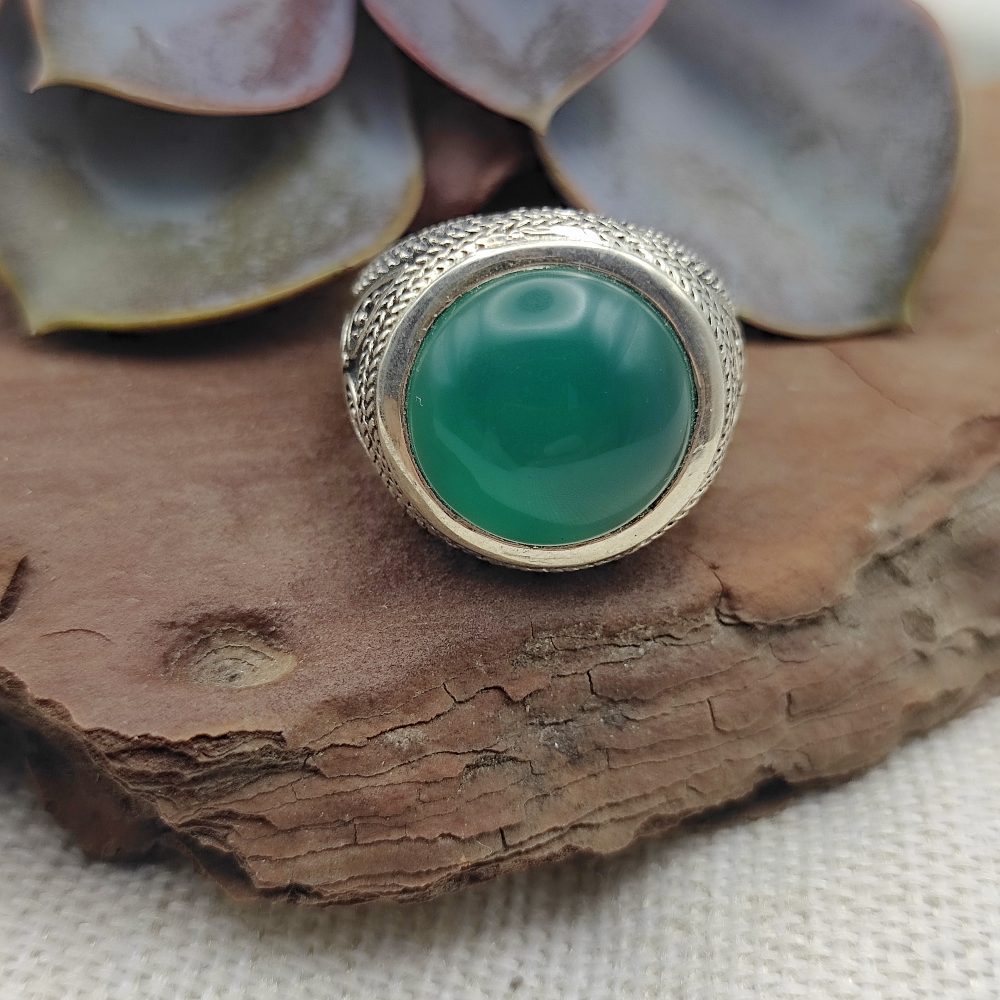Anello etnico in argento 925 con pietra - BIMHPUR.