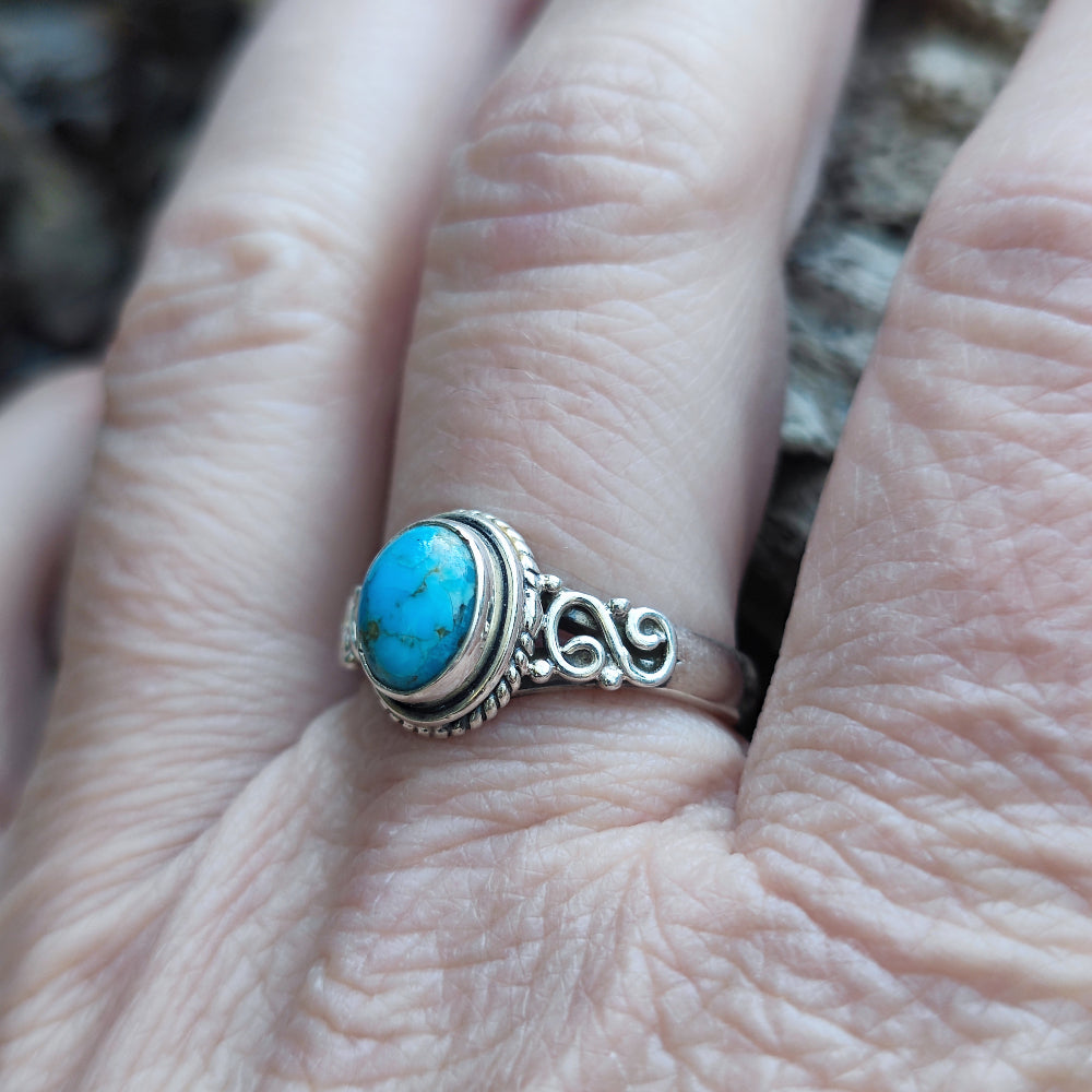 Anello etnico con pietra in argento 925 - GAMPAHA
