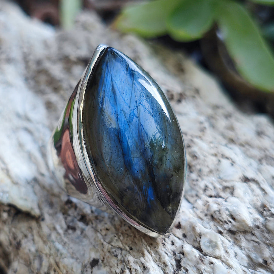 Anello etnico con pietra in argento 925 - LAMTARA