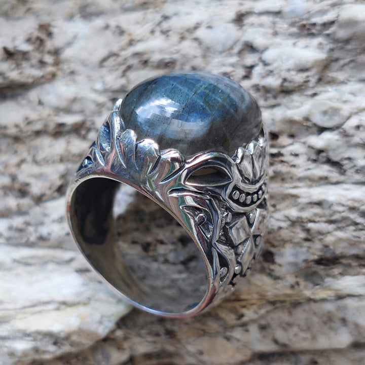 Anello etnico con pietra in argento 925 - RAMPUR