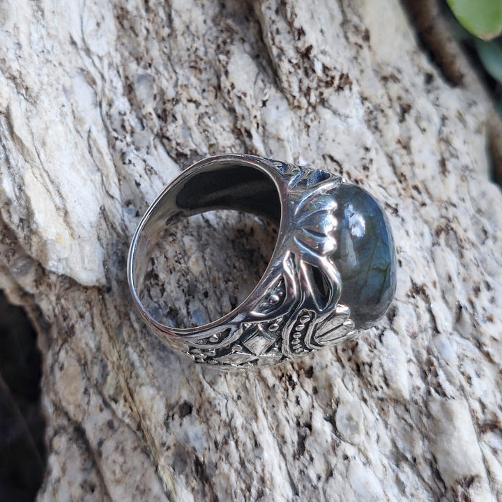 Anello etnico con pietra in argento 925 - RAMPUR