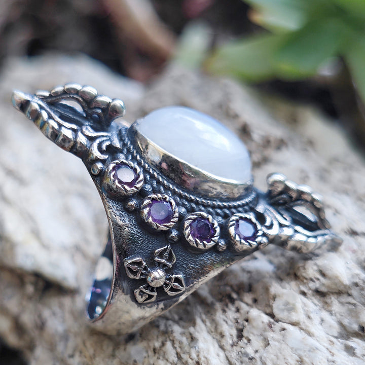 Anello etnico con pietra in argento 925 - SHANEI