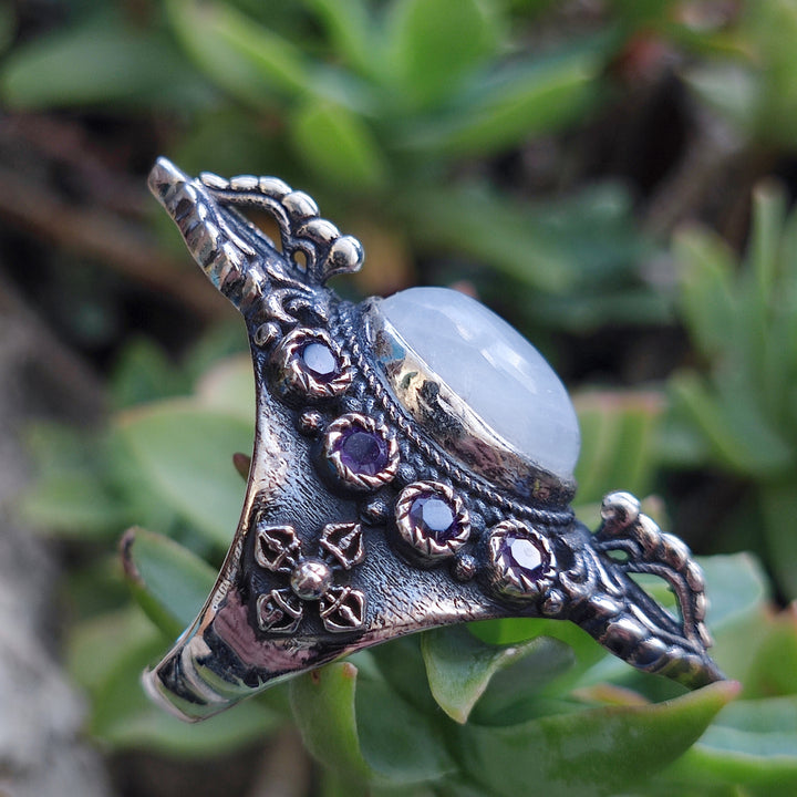 Anello etnico con pietra in argento 925 - SHANEI