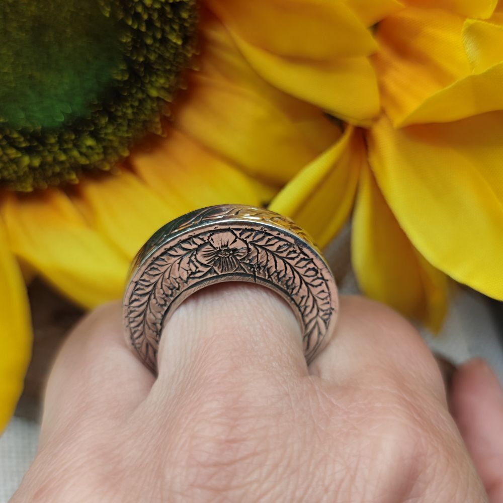 Anello etnico fascia decorata in argento 925 - SAMARI