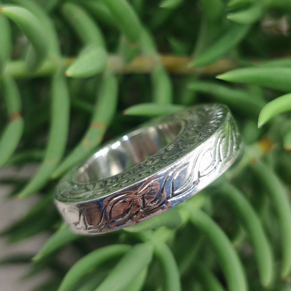 Anello etnico fascia decorata in argento 925 - SAMARI
