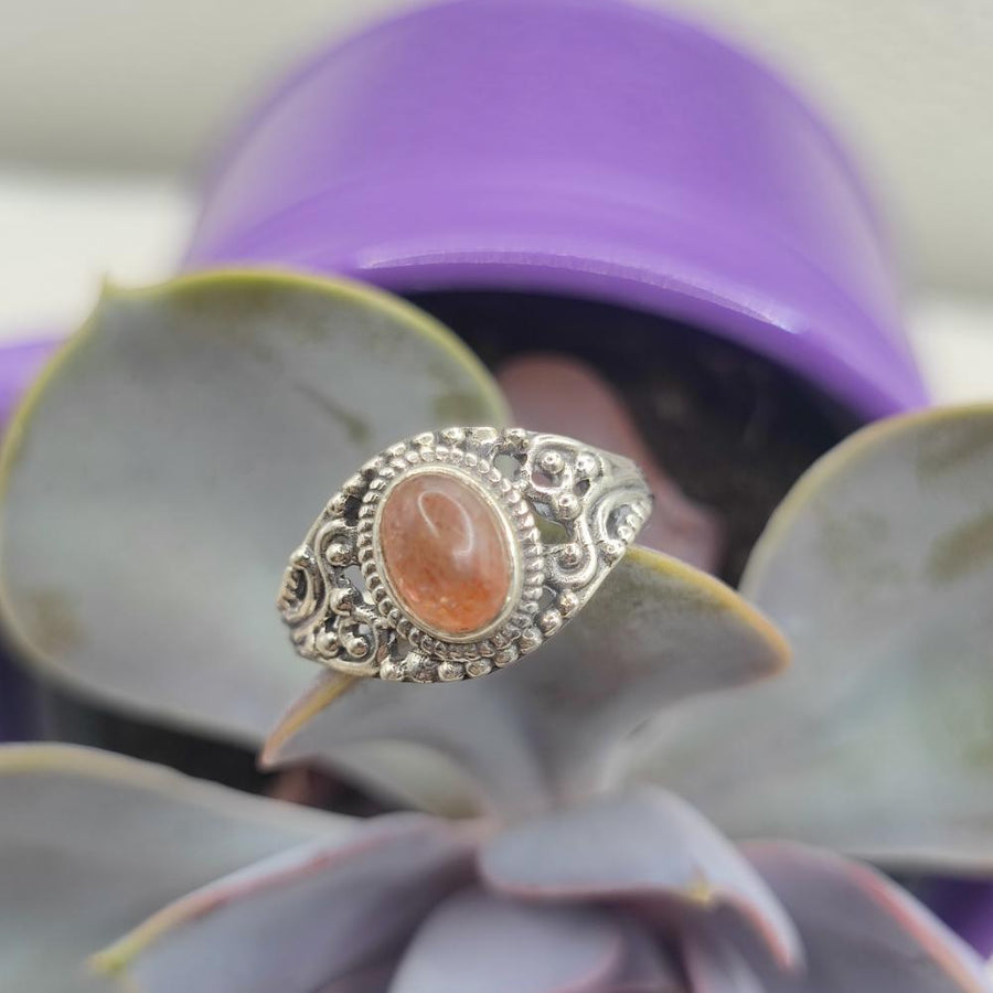 Anello etnico in argento 925 con pietra - BOBBILI