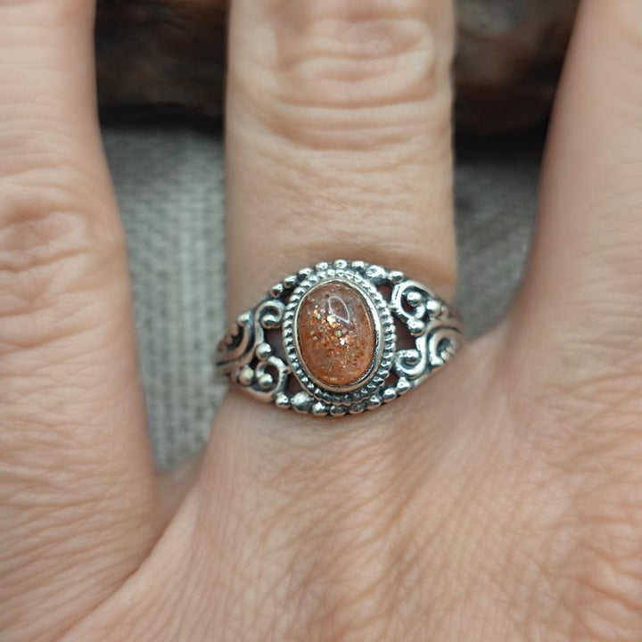 Anello etnico in argento 925 con pietra - BOBBILI