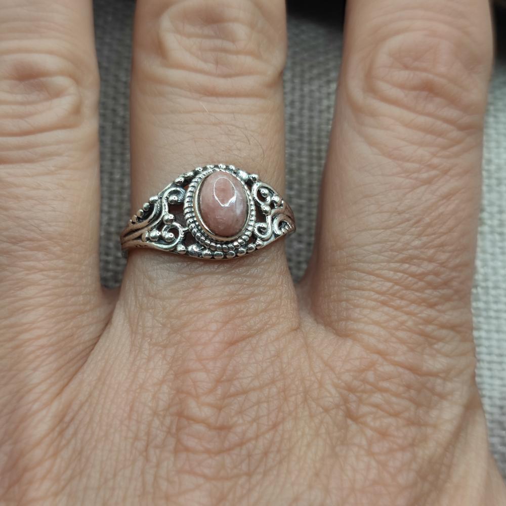 Anello etnico in argento 925 con pietra - BOBBILI