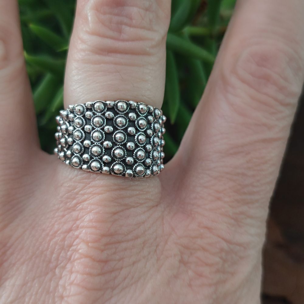 ANELLO artigianale a fascia in argento 925 - KARIMATI