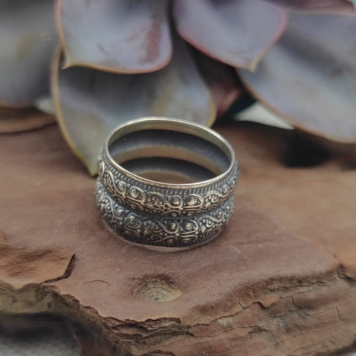 Anello etnico a fascia in argento 925 - MAESHPUR