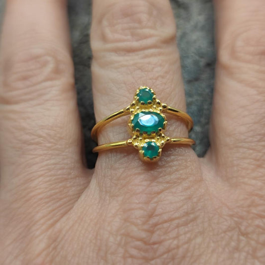 ANELLO etnico in ottone radice di smeraldo - TAROH