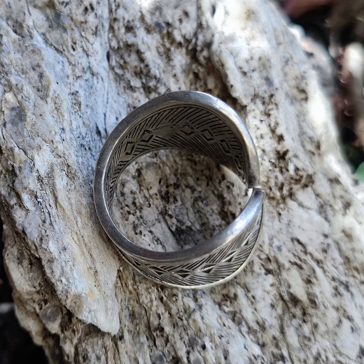 Anello etnico a fascia in argento 925 - BANDARA