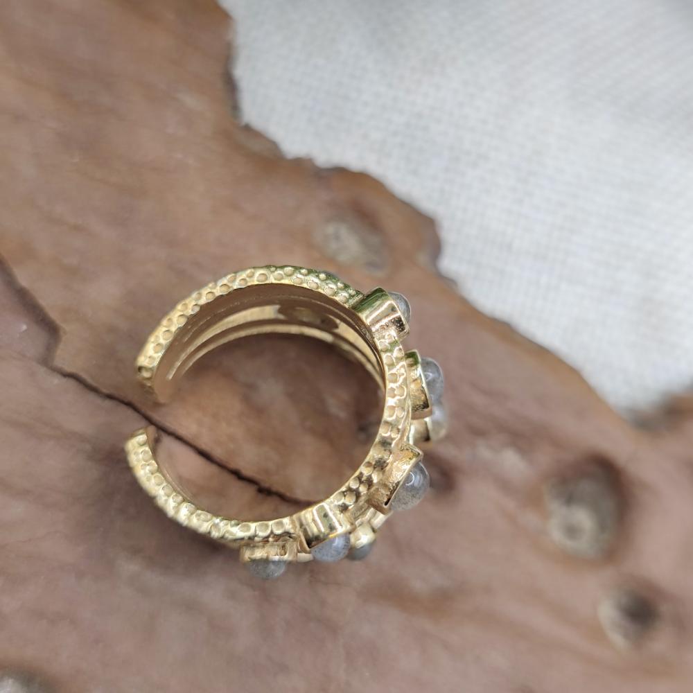 ANELLO fascia in bronzo giallo con pietre - MEHERAR#misura_16