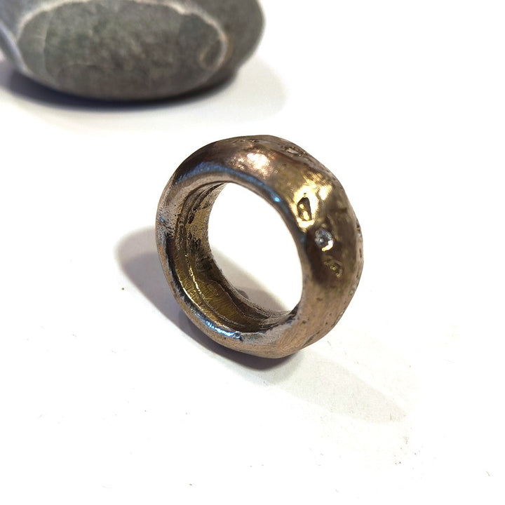 Anello artigianale in bronzo con pietra - SMART