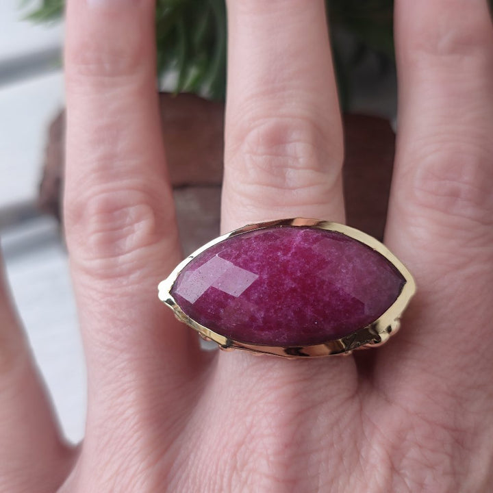 ANELLO artigianale in ottone con PIETRA - BINDU
