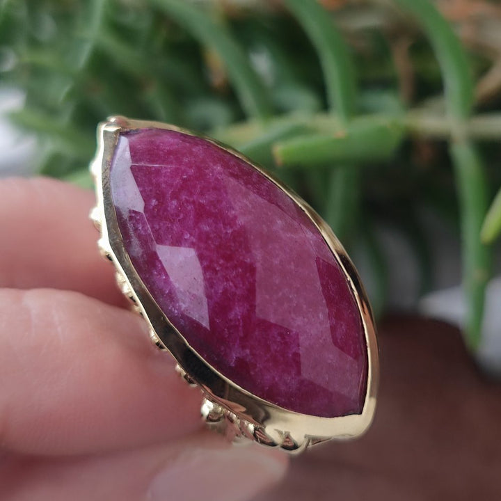 ANELLO artigianale in ottone con PIETRA - BINDU