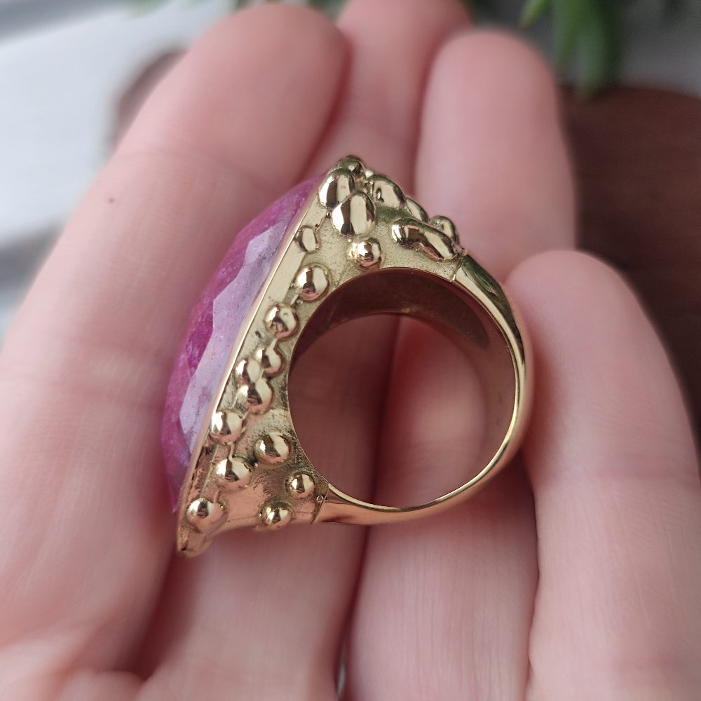 ANELLO artigianale in ottone con PIETRA - BINDU