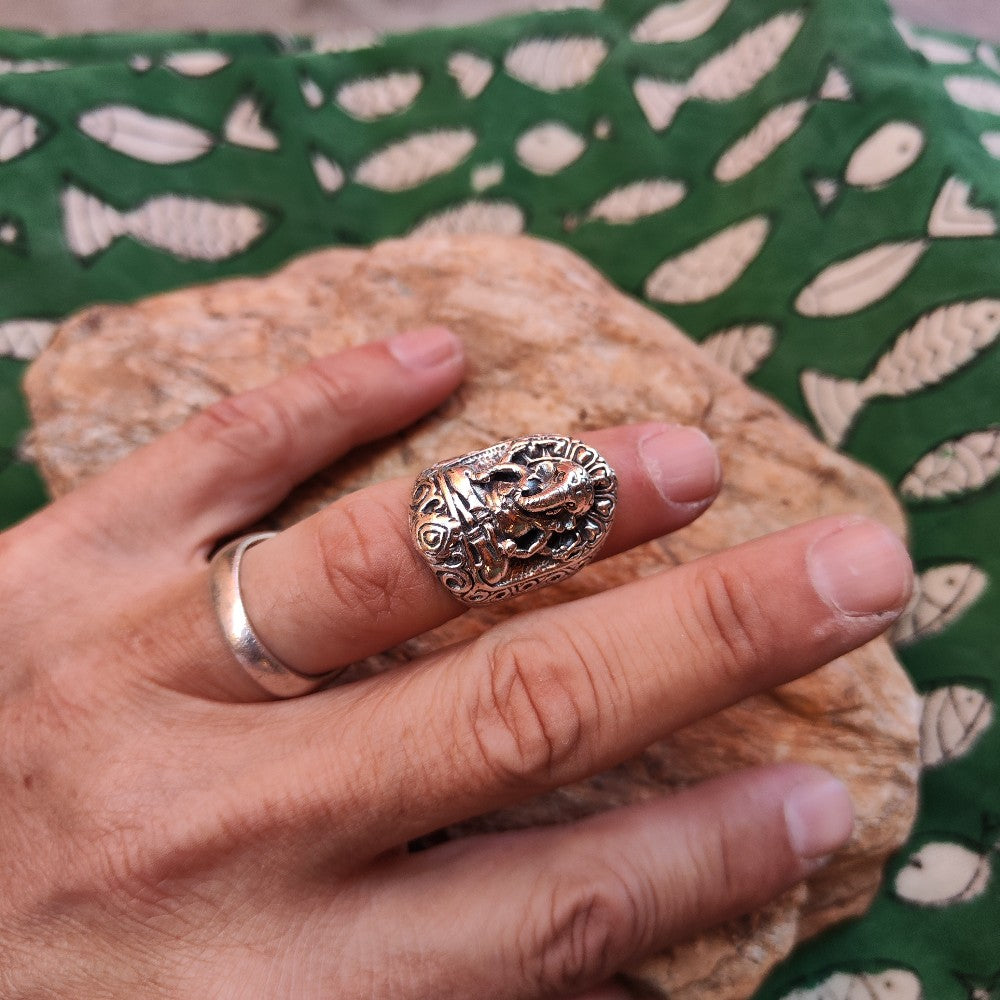 Anello etnico in argento 925 con GANESH - GANAPATI