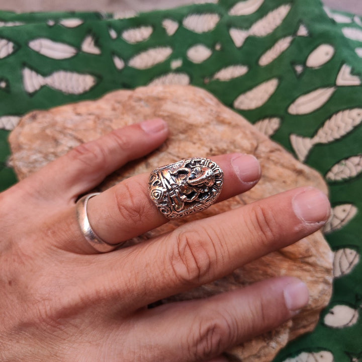 Anello etnico in argento 925 con GANESH - GANAPATI