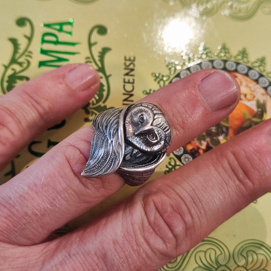 Anello con gufo in argento 925 - PUEO