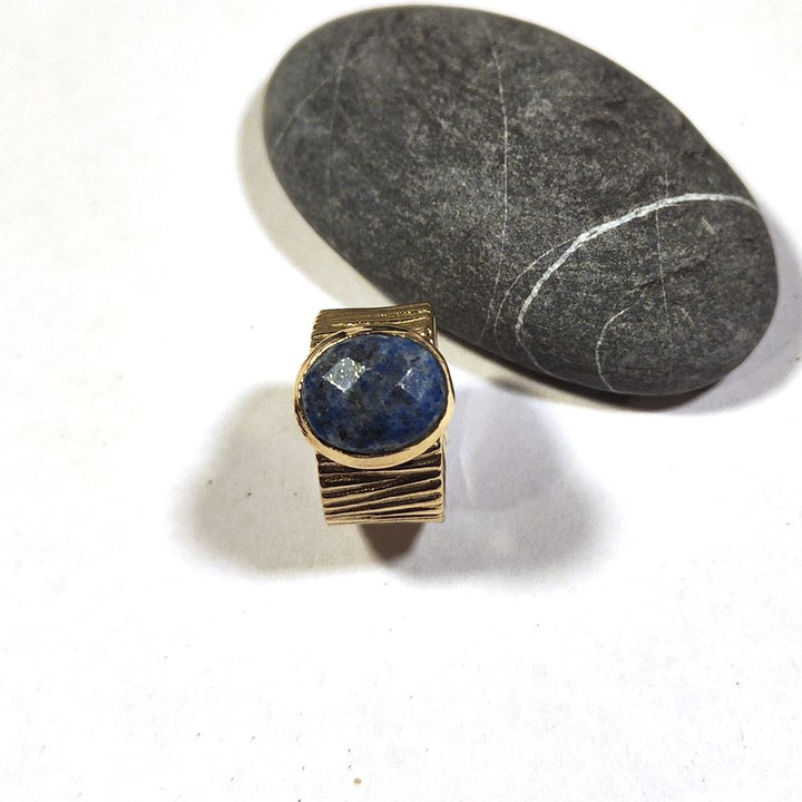 Contemporary brass ring with stone - DUMAS