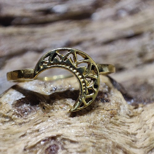ANELLO MEZZALUNA ETNICO ottone anello artigianale