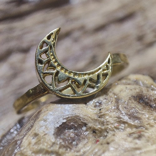 ANELLO MEZZALUNA ETNICO ottone anello artigianale