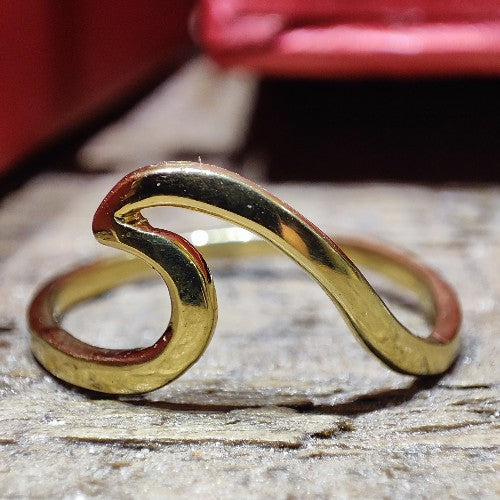 ANELLO fascia sottile in ottone color ORO - ONDA