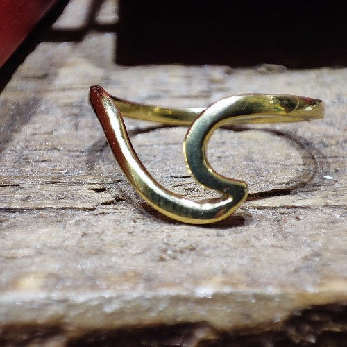 ANELLO fascia sottile in ottone color ORO - ONDA