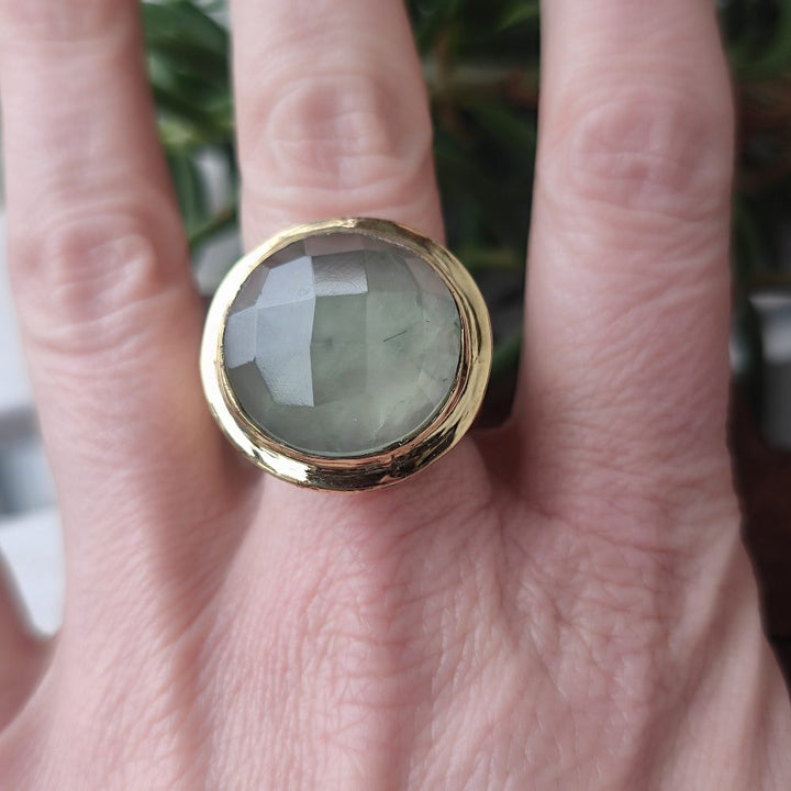 ANELLO minimal con pietra in ottone - LINE