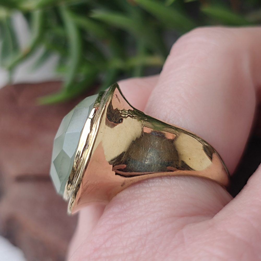ANELLO minimal con pietra in ottone - LINE