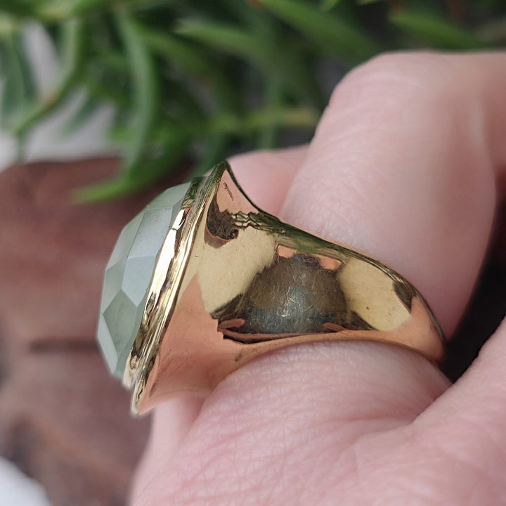 ANELLO minimal con pietra in ottone - LINE