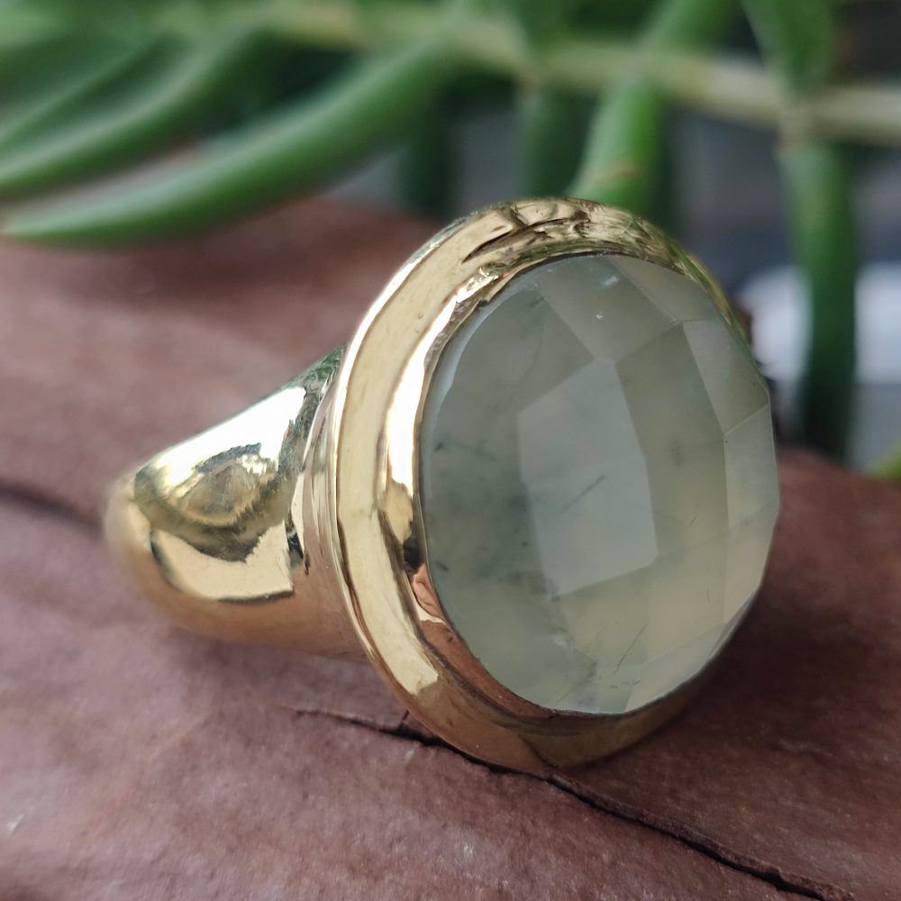 ANELLO minimal con pietra in ottone - LINE