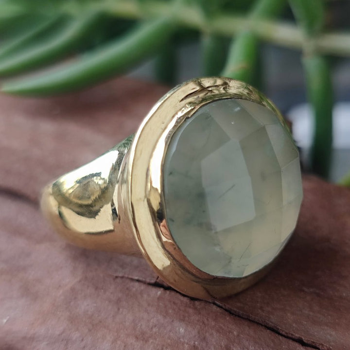 ANELLO minimal con pietra in ottone - LINE