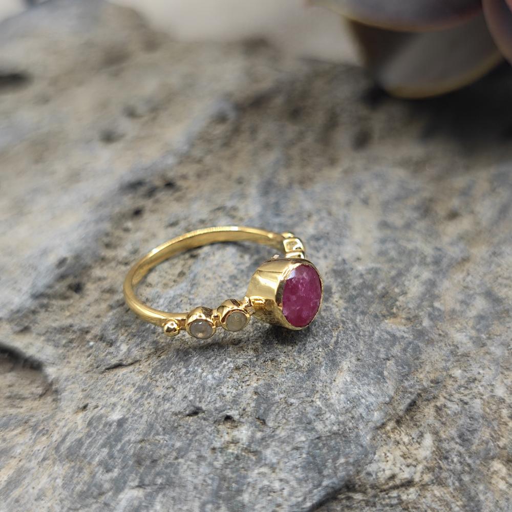 ANELLO in ottone con amazzonite - JAWHAR