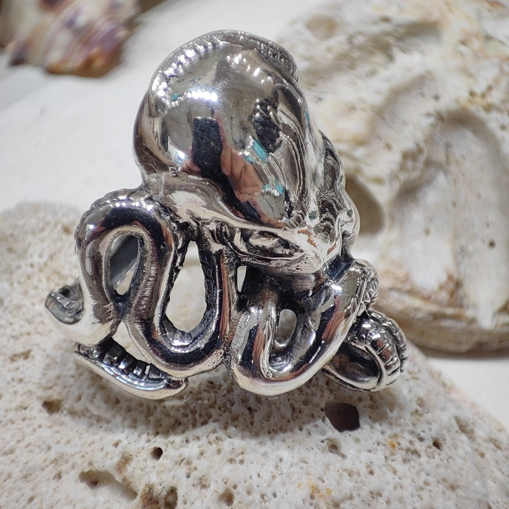 Anello con polpo artigianale in argento 925 - TINT