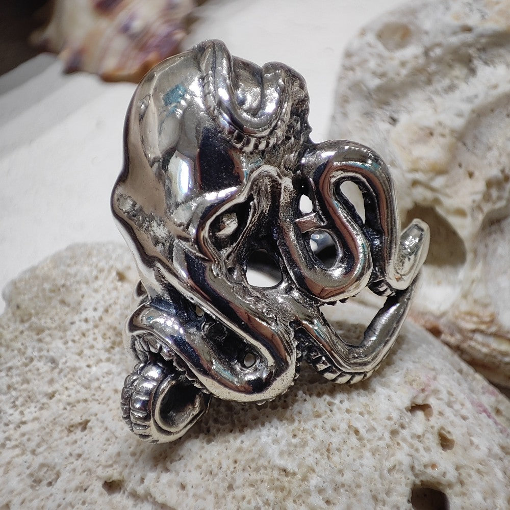 Anello con polpo artigianale in argento 925 - TINT