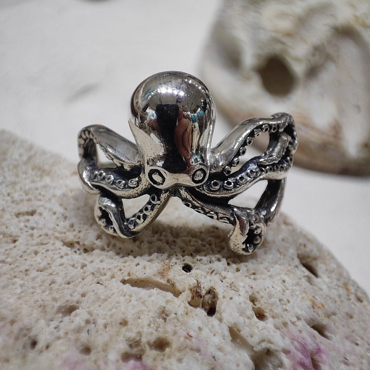 Anello con polpo artigianale in argento 925 - OCTO