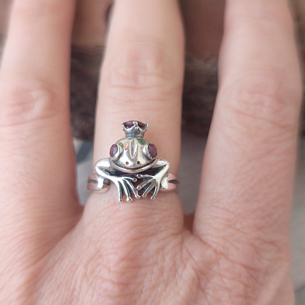 Anello rana in argento 925 con pietra - DEDAKA