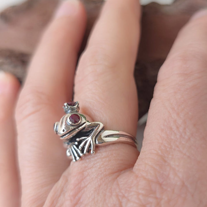 Anello rana in argento 925 con pietra - DEDAKA