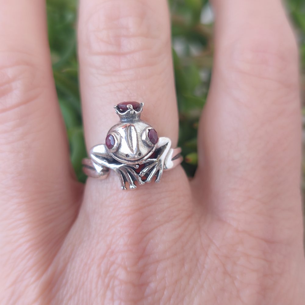 Anello rana in argento 925 con pietra - DEDAKA
