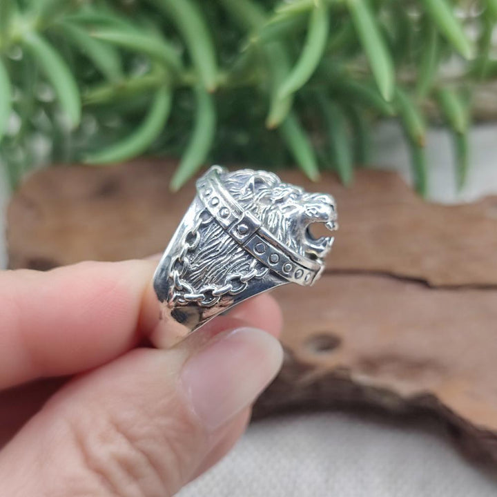 Anello in argento 925 testa di leone - SINHA