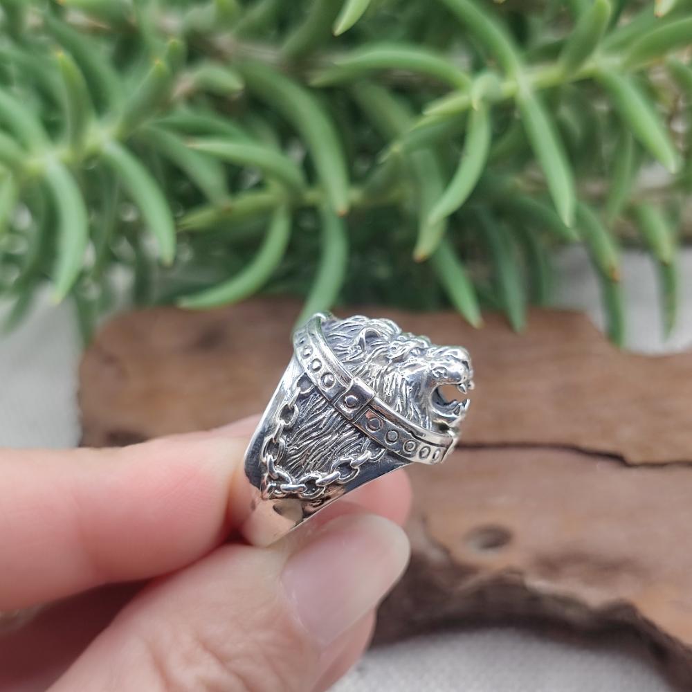 Anello in argento 925 testa di leone - SINHA