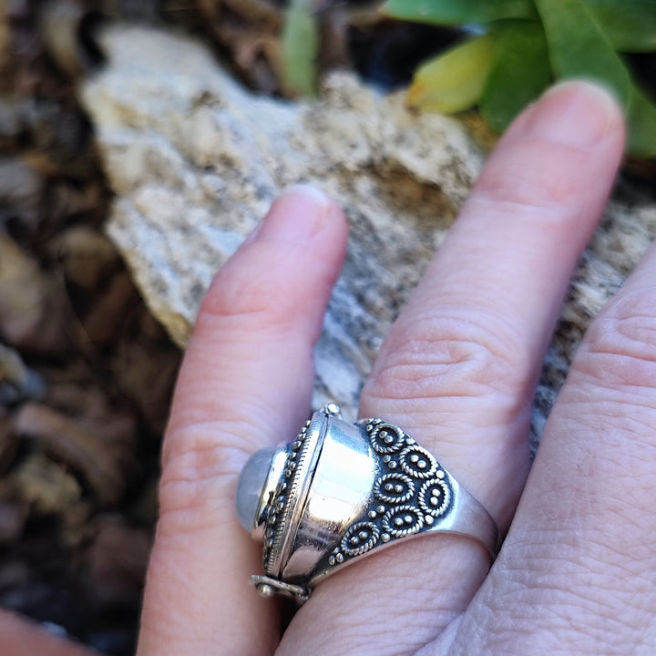 Anello veleno in argento 925 agata verde - DABHOL