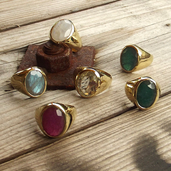 ANELLO MIGNOLO in ottone chevalier con pietra | Anelli con pietra