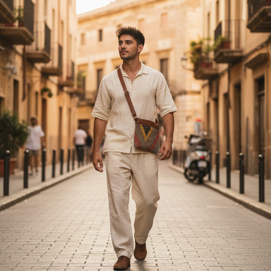 Borsa tracolla ZOYA artigianale realizzato con KILIM e Cuoio