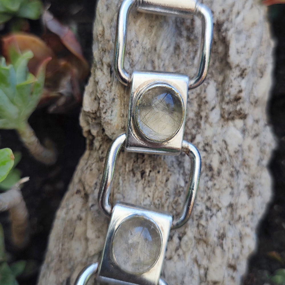 Bracciale geometrico in argento 925 con pietra - ITWAN